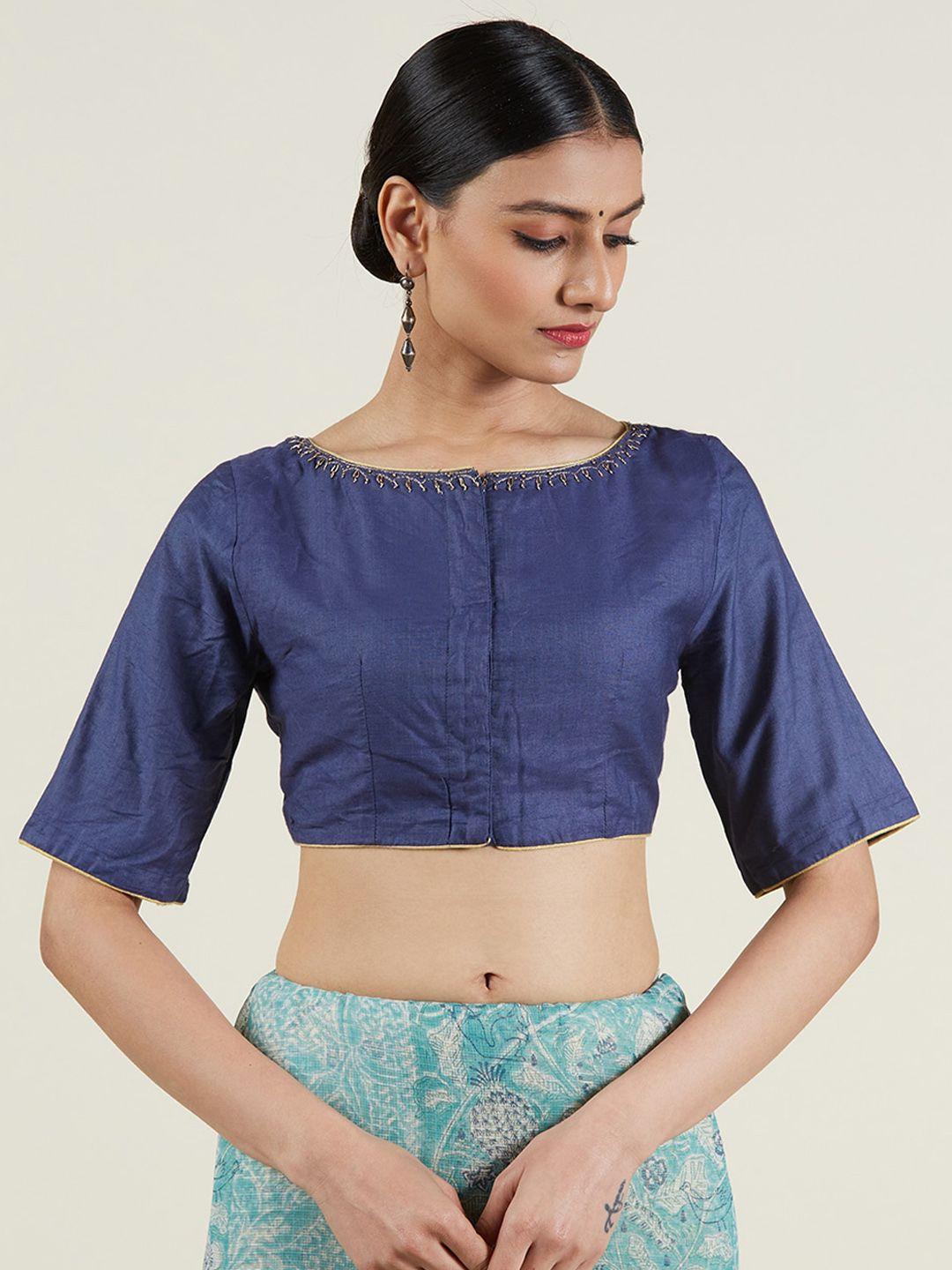 fabindia embroidered viscose silk  saree blouse
