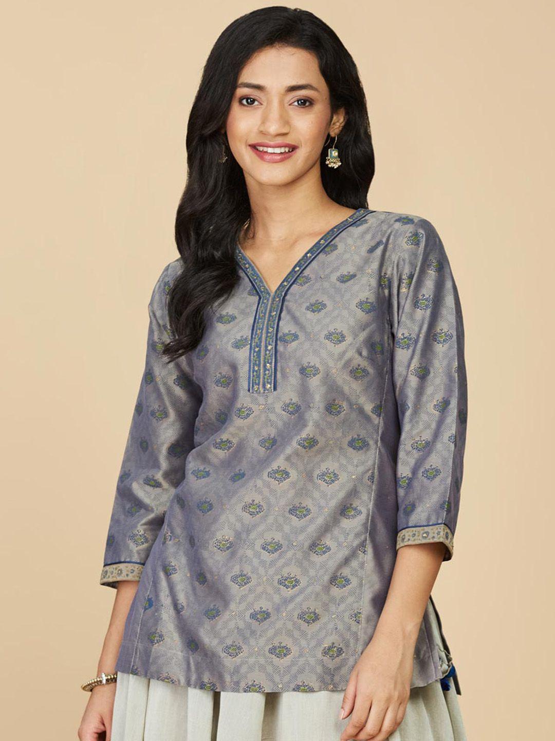 fabindia ethnic motifs block printed straight kurti