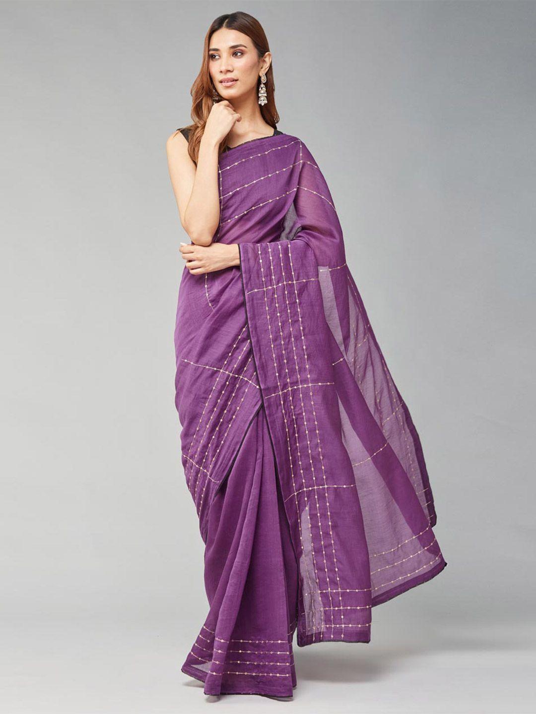 fabindia ethnic motifs embroidered sequined saree