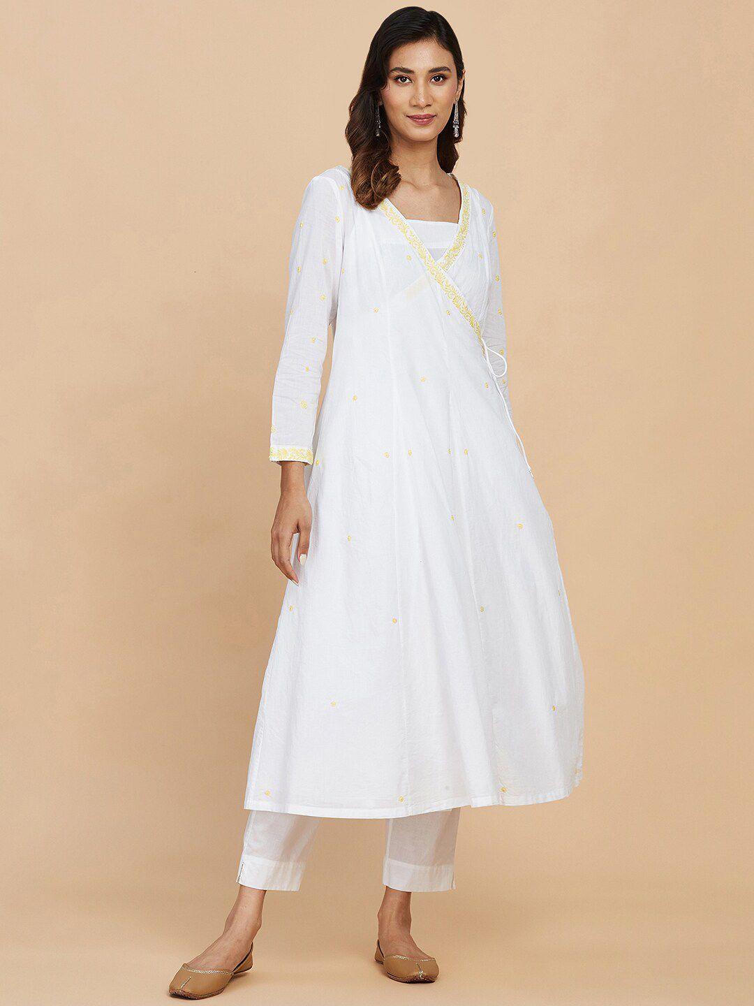 fabindia floral embroidered cotton kurta