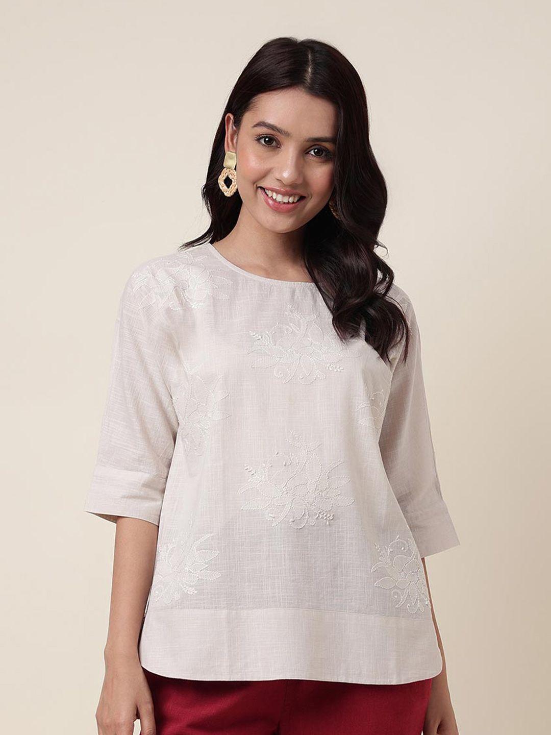 fabindia floral embroidered cotton top