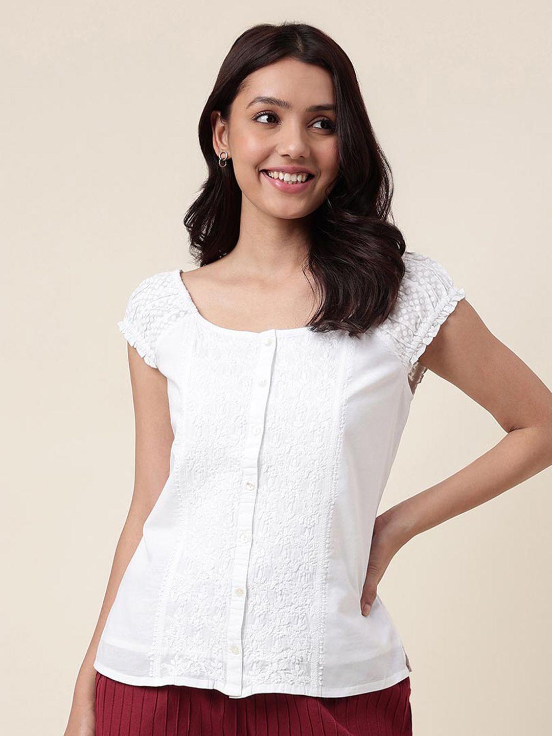 fabindia floral embroidered cotton top