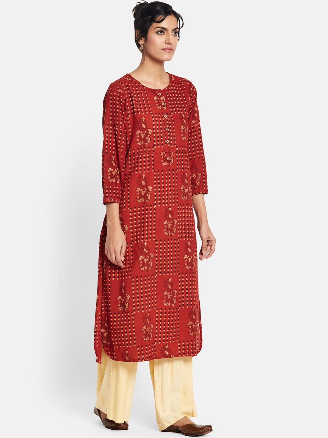 fabindia floral printed cotton curved kurta