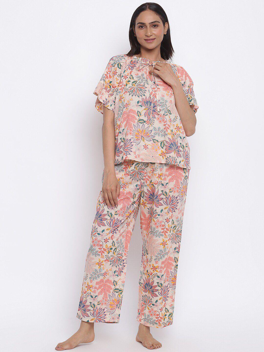 fabindia floral printed pure cotton night suit