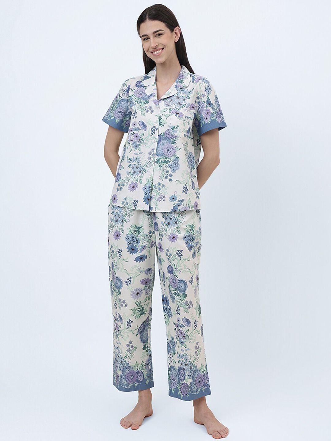 fabindia floral printed pure cotton night suit