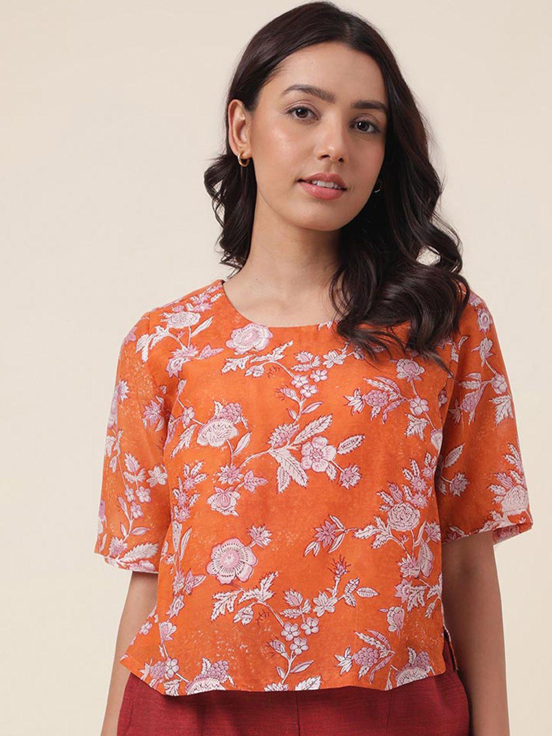 fabindia floral printed round neck top