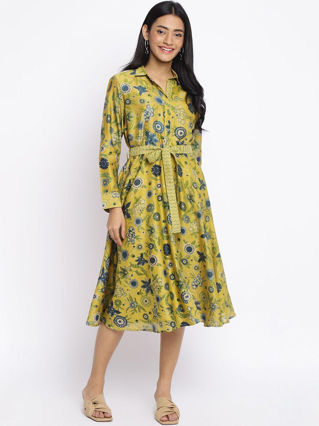 fabindia floral printed shirt midi dress