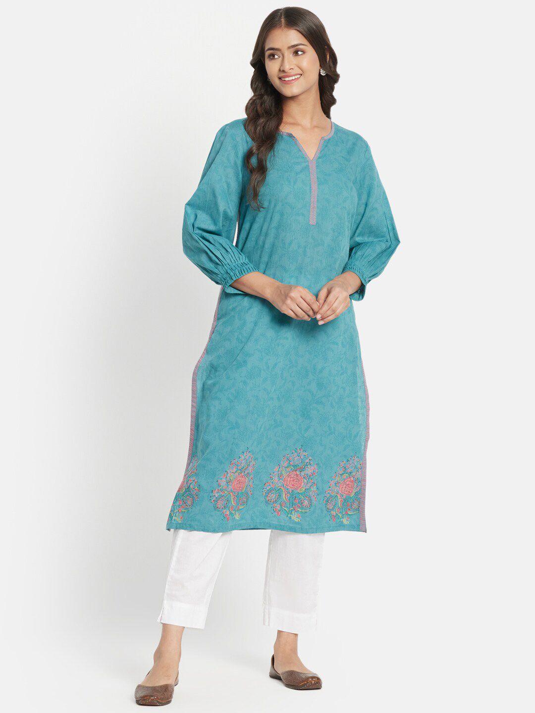 fabindia floral printed straigth cotton kurta