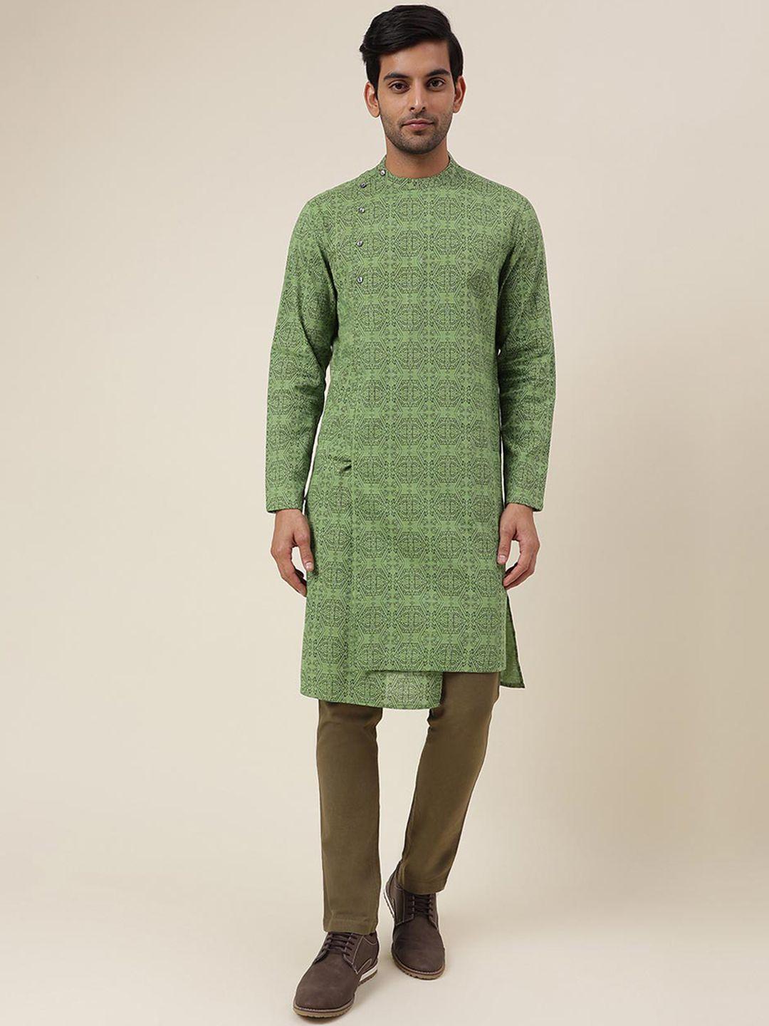 fabindia geometric band collar long sleeve kurta