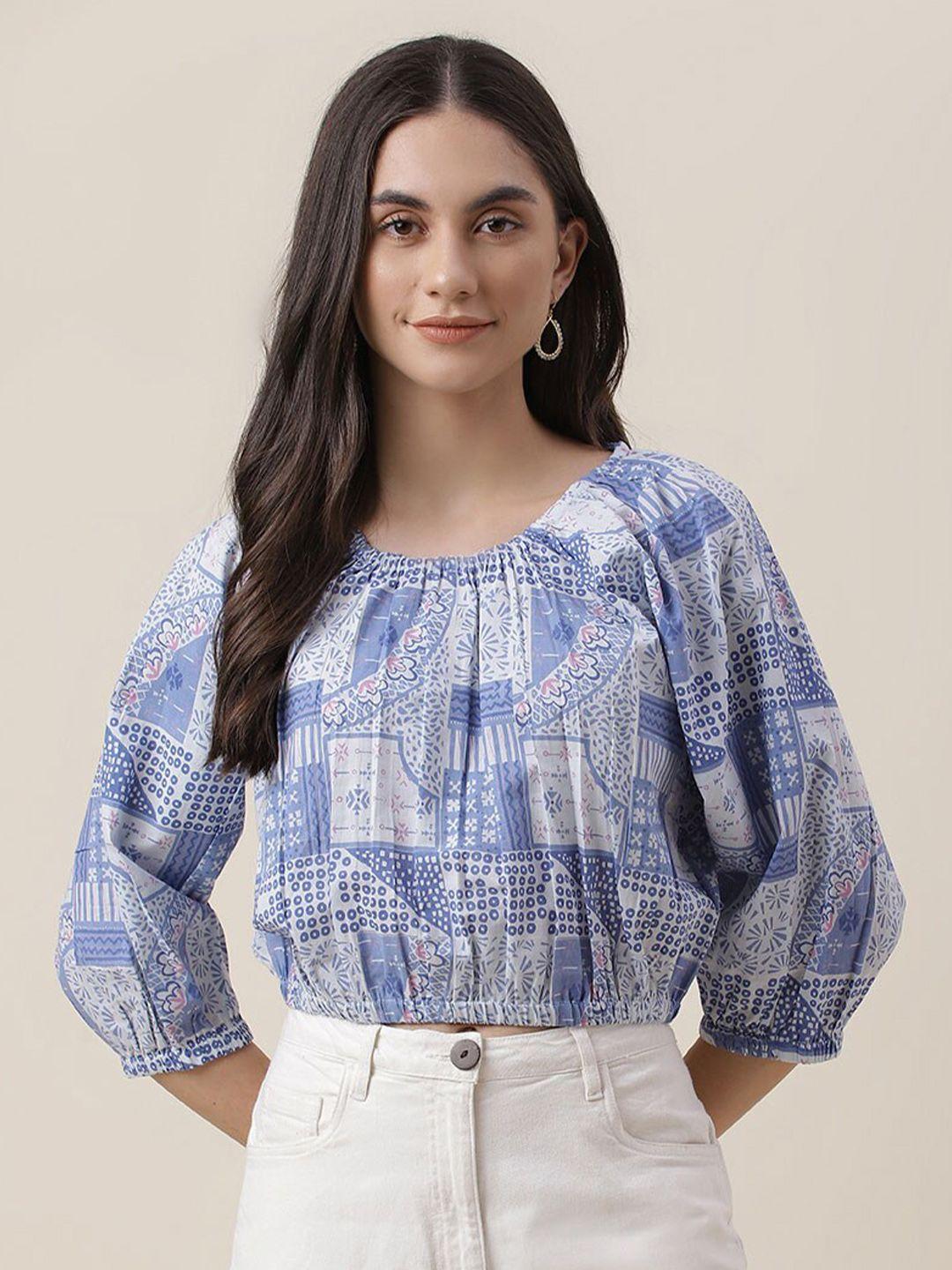 fabindia geometric print pure cotton top