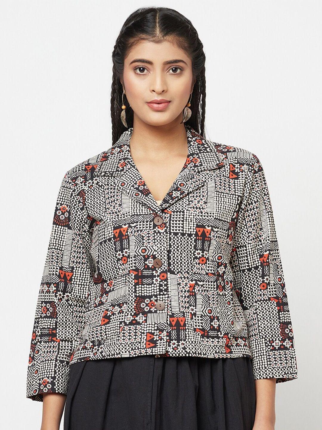 fabindia geometric print shirt style top