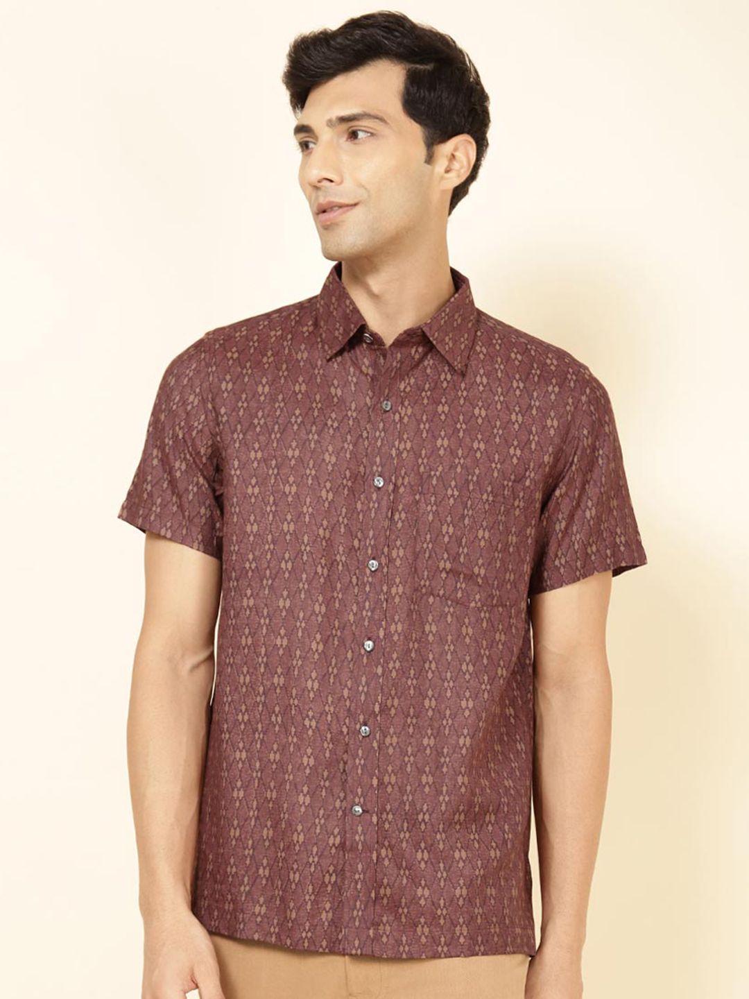 fabindia geometric printed casual shirt