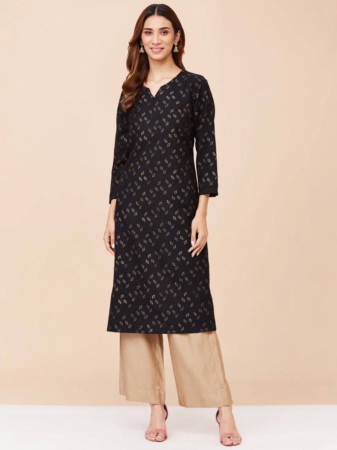 fabindia geometric printed straight kurta