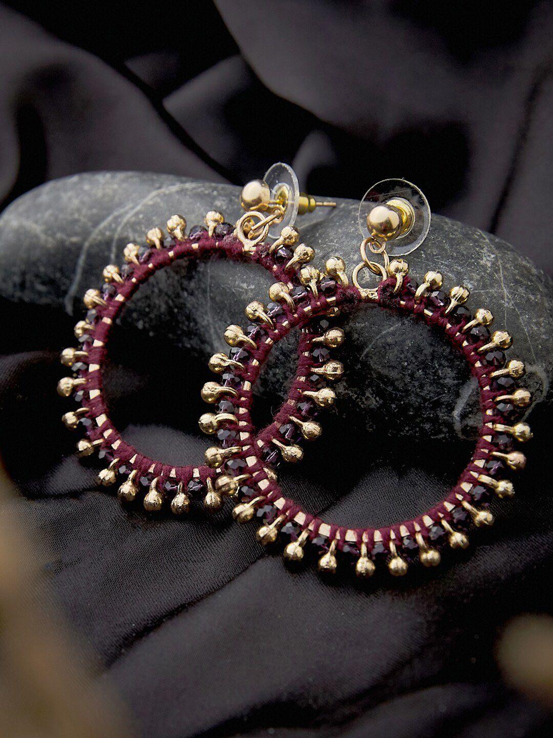 fabindia gold-plated circular drop earrings