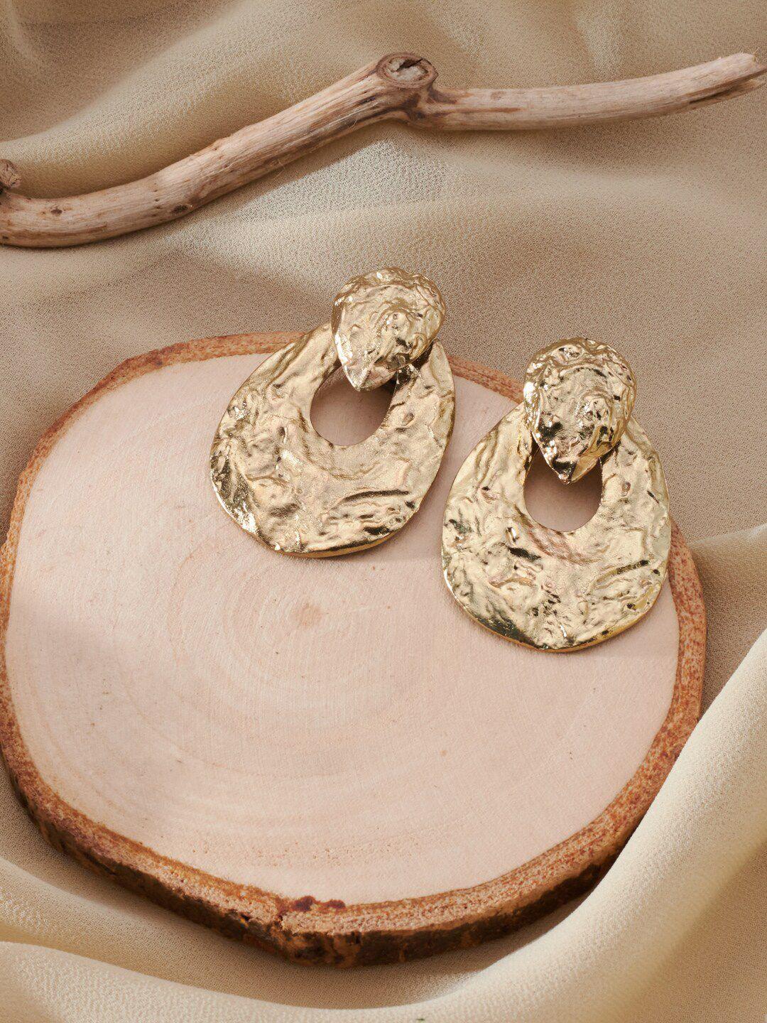 fabindia gold-plated oval drop earrings