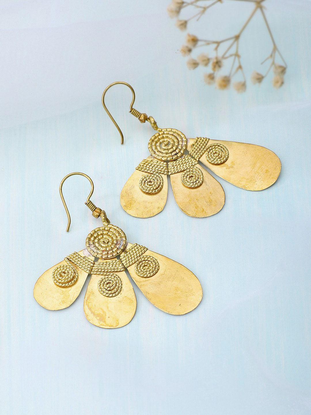 fabindia gold-toned contemporary drop earrings