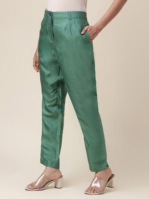 fabindia green elasticated pants