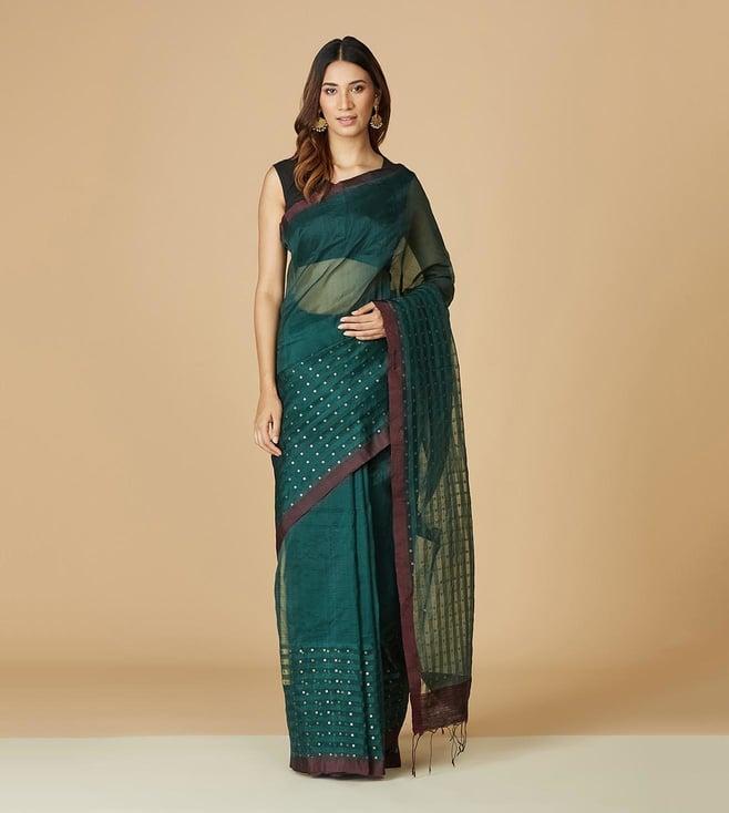 fabindia green jaal silk saree