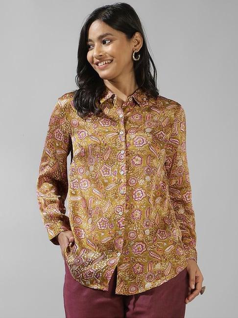 fabindia green printed shirt