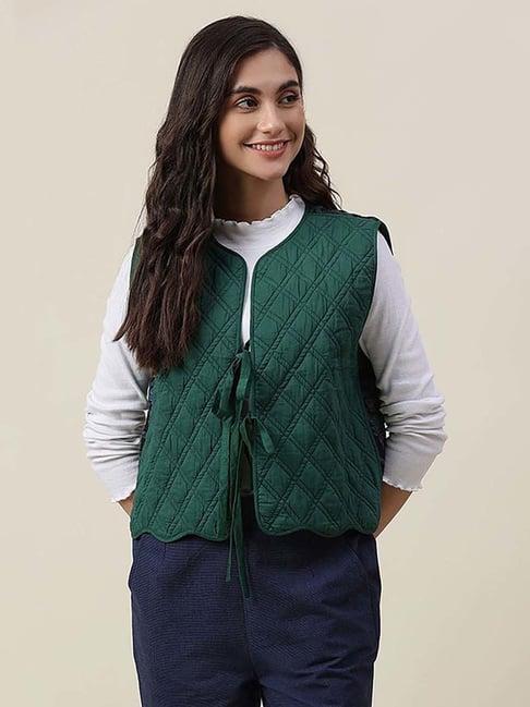 fabindia green quilted jacket