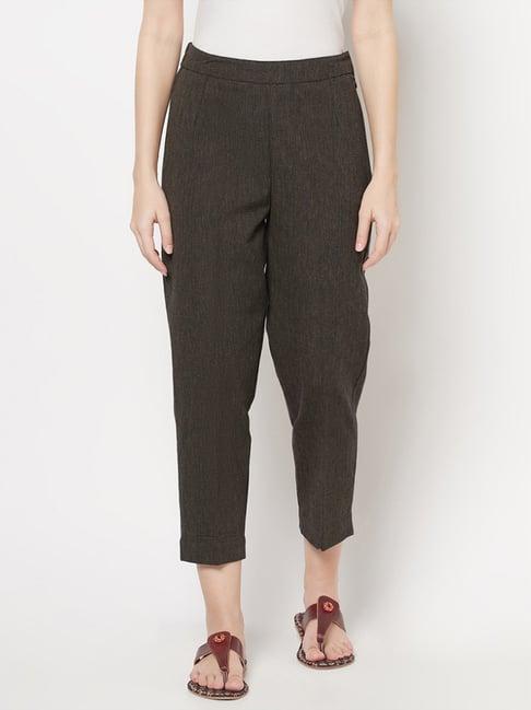 fabindia grey cotton cropped pants