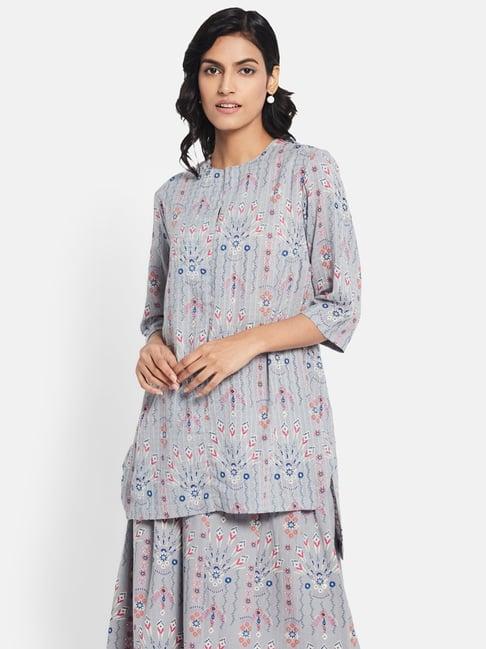 fabindia grey cotton printed tunic