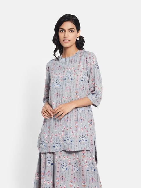 fabindia grey cotton printed tunic