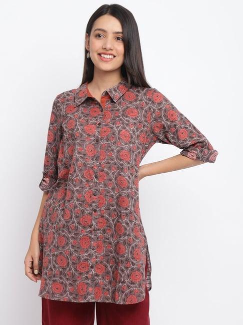 fabindia grey cotton printed tunic