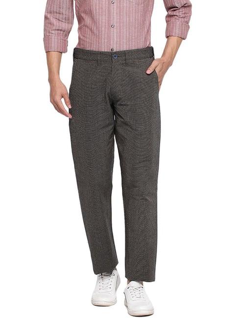 fabindia grey cotton regular fit trousers