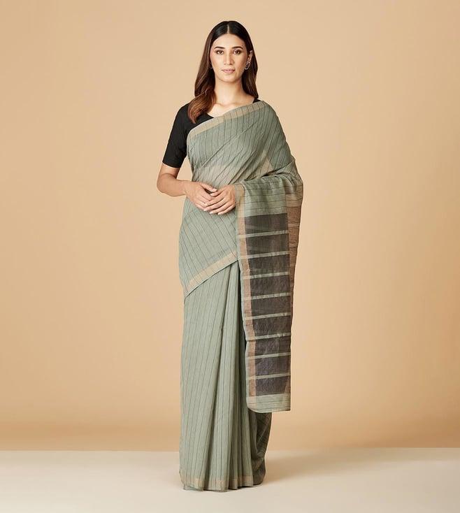 fabindia grey jaal cotton silk saree