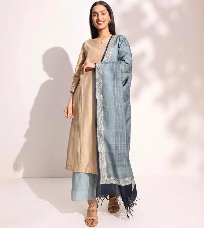 fabindia grey printed dupatta