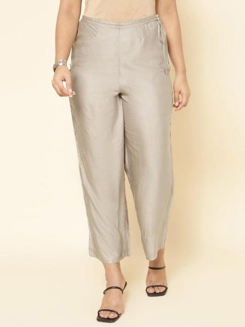fabindia grey regular fit pants