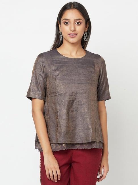 fabindia grey regular fit top