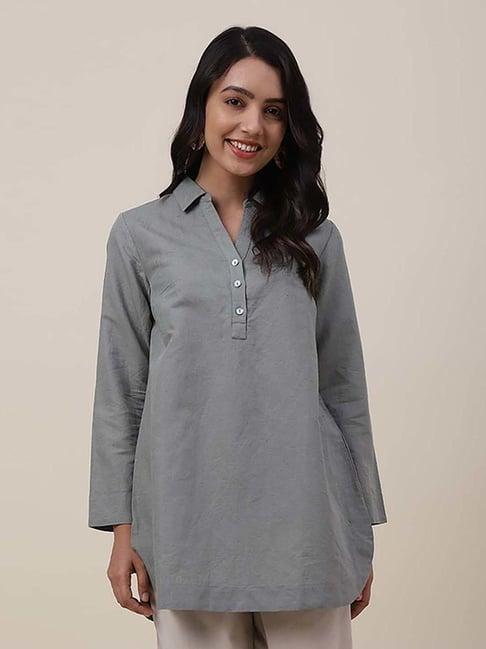 fabindia grey regular fit tunic