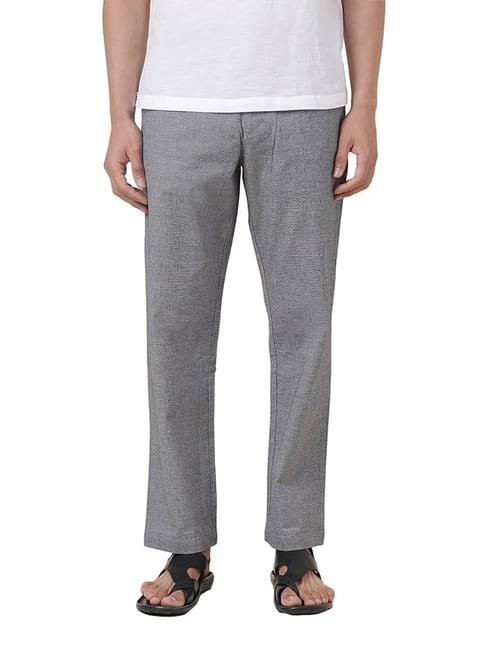 fabindia grey straight fit flat front trousers