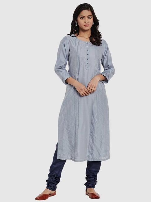 fabindia grey straight kurta