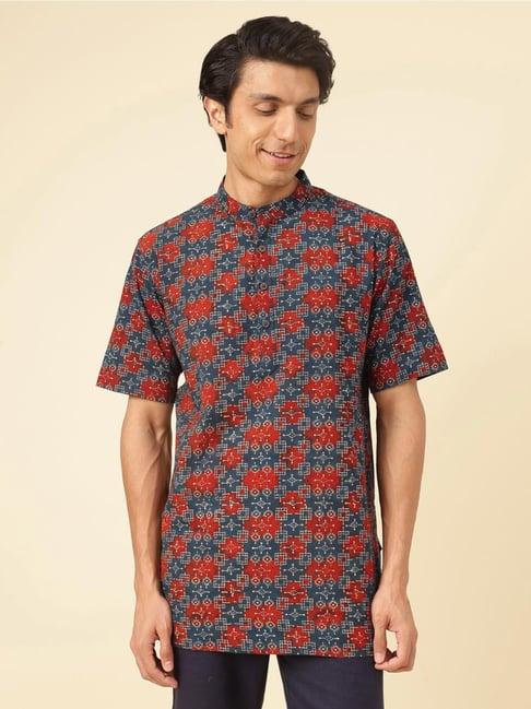 fabindia indigo cotton comfort fit printed kurta