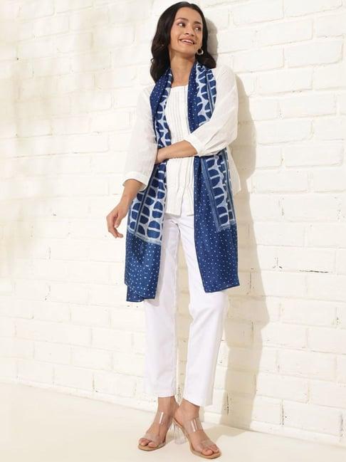 fabindia indigo modal printed stole