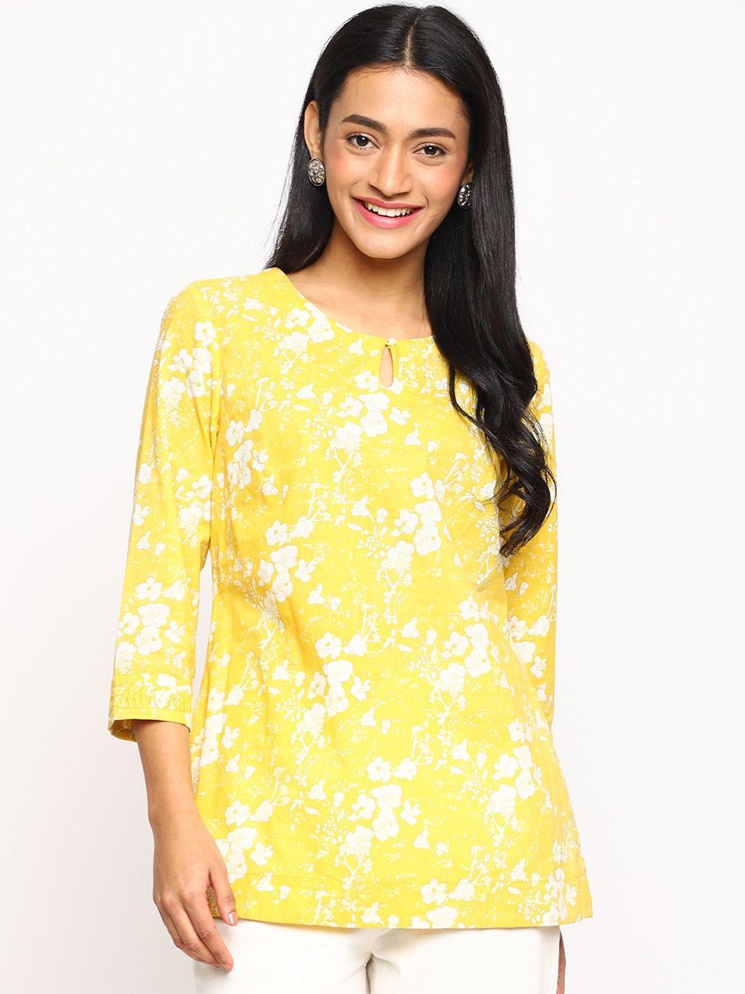 fabindia keyhole neck floral printed stright kurta