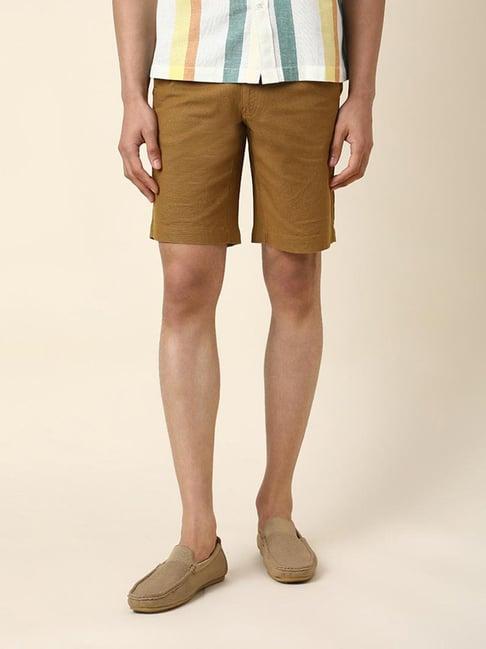 fabindia khaki comfort fit chino shorts