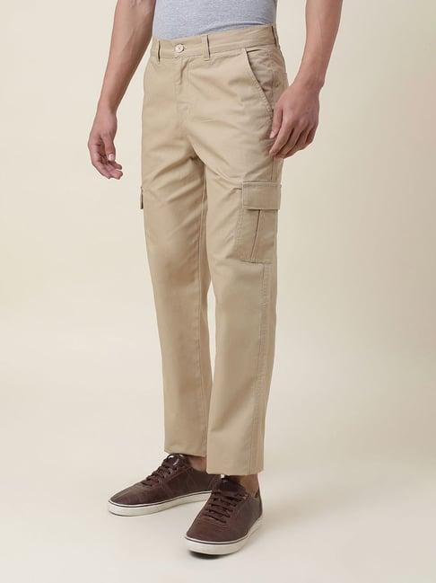 fabindia khaki straight fit cargos