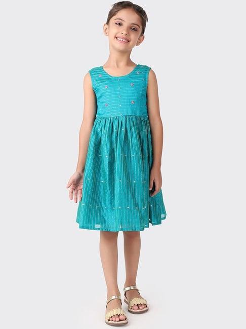 fabindia kids blue embroidered dress