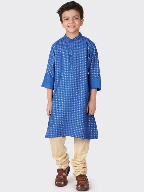 fabindia kids blue printed full sleeves kurta