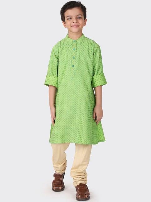 fabindia kids green printed full sleeves kurta
