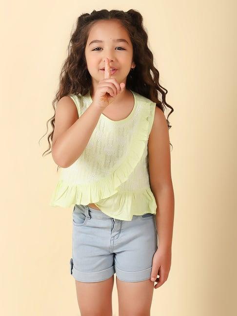 fabindia kids lime embroidered top