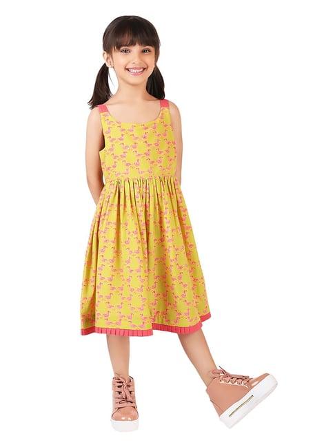 fabindia kids lime printed dress