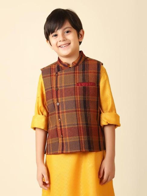 fabindia kids multicolor chequered nehru jacket