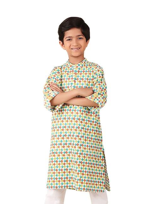 fabindia kids multicolor printed full sleeves kurta