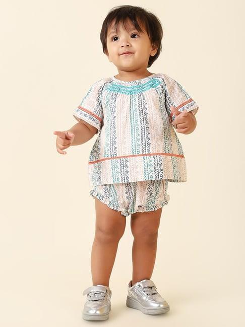 fabindia kids multicolor printed top with bloomer