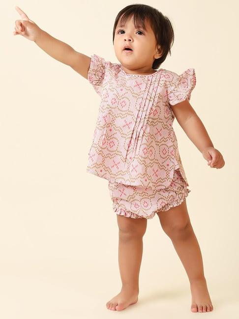 fabindia kids multicolor printed top with shorts